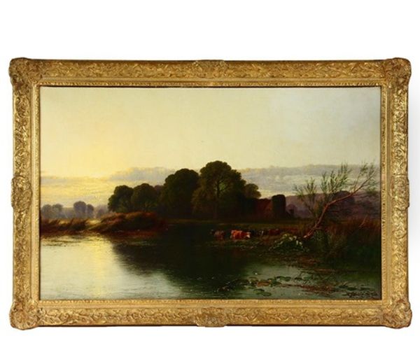 Welsh Pastoral River Scene With Cows And Cottage - view 1