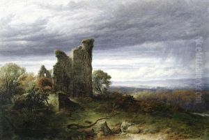 A View Of Crookston Castle by Sidney Richard Percy