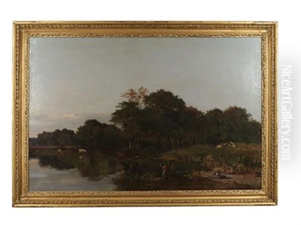Figures By The River Bank - view 1