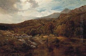 Children At The Edge Of A Stream, Wales
