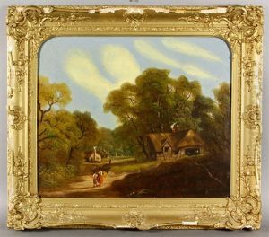 Thatched Village Landscape by Sidney Richard Percy