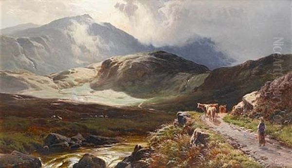 Highland Scene With Cattle And Drover (+ Lake Scene With Cattle And Drover; Pair) - view 1