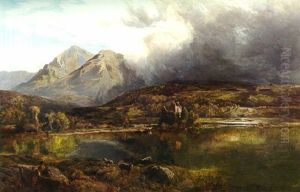 The Gathering Storm, A View Of Kilchurn Castle, Loch Awe With A Storm Threatening by Sidney Richard Percy