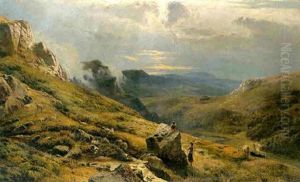 Guarding The Flocks In A Mountainous Landscape by Sidney Richard Percy