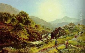 A Mountainous River Landscape With A Milkmaid And Drover
