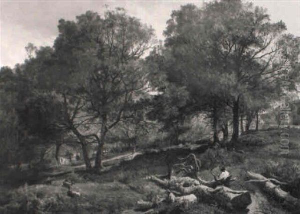 Figures And Sheep In A Clearing - view 1