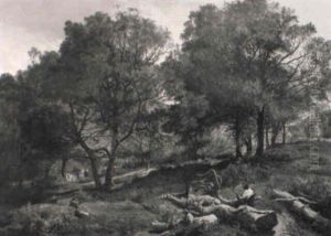 Figures And Sheep In A Clearing