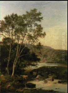 Figures And Cattle In A Lakeland Landscape, Loch Tay