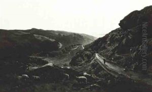 No.1 The Road To The Rhaiads Dam Near Maentwrog, North Wales by Sidney Richard Percy