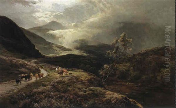 Driving Cattle Through A Mountain Pass - view 1