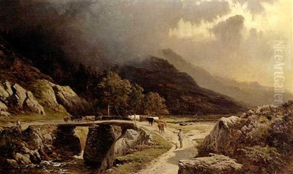 The Old Pine Bridge At Beddgelert, North Wales - view 1