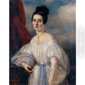 Portrait De Madame Ferdinand De Lesseps Nee Agathe Delamalle by Pauline Perdreau