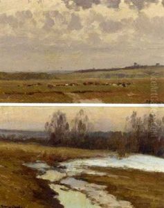 Russian Landscape (+ Another Similar, Sgd., Insc.; Pair)