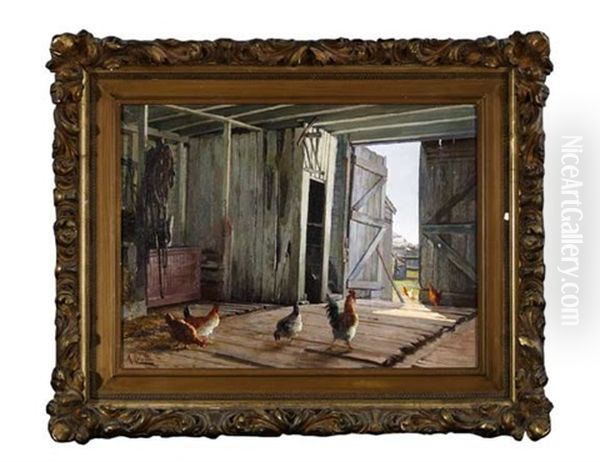 Chickens And Roosters In A Louisiana Barn - view 1
