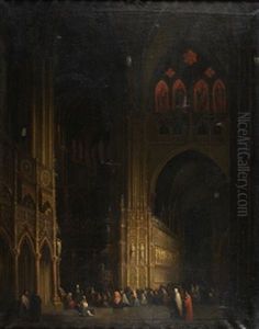 Interior De Catedral Gotica by Genaro Perez Villaamil Y Duguet