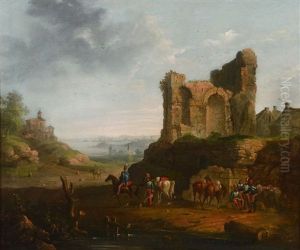 French Hussars Resting, Spanish Campaign Of 1823 by Genaro Perez Villaamil Y Duguet