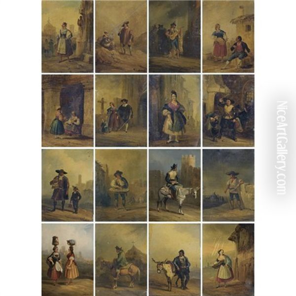 Costumbrista Scenes With Spanish Folkloric Types (16 Works) - view 1