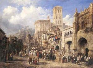 Vue Fantaisiste D'une Ville Espagnole Avec Un Caprice De La Casa Del Rey Don Pedro De Alcala De Henares by Genaro Perez Villaamil Y Duguet