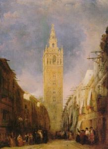 Vista De La Giralda Desde La Calle Borceguineria by Genaro Perez Villaamil Y Duguet