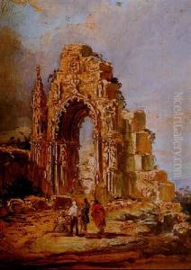 Viandantes Junto A Ruinas