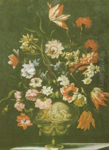 Nature Morte Au Bouquet De Fleurs Sur Un Entablement by Bartolome Perez