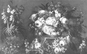 Nature Morte Aux Fleurs Et Un Vase En Porcelaine
