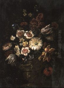 Flowers In A Sculpted Urn On A Pedestal thumbnail