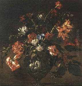 A Still Life Of Flowers In A Vase by Bartolome Perez