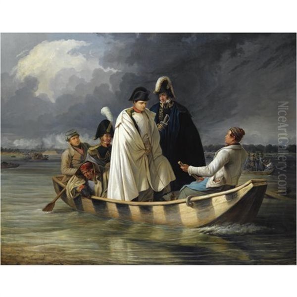 Napoleons Uberfahrt Aus Der Lobau Nach Der Verlorenen Schlacht Bei Aspern-napoleon Leaving The Lobau After The Defeat At The Battle Of Aspern - view 1
