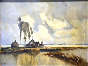 Cabanes De Pecheurs A L'embouchure Du Liamone by Lucien Peri
