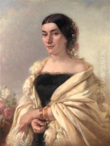 Retrato De Joven Con Rosas by Lorenzo Pericas Ferrer