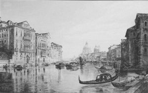 The Grand Canal Venice, Looking Towards Sante Maria Della Salute by Arthur Perigal the Younger
