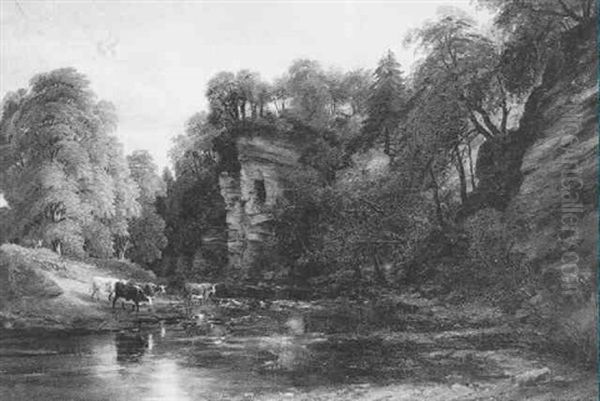 Hundalee Rocks And Cave On Jed Water, Roxburghshire - view 1