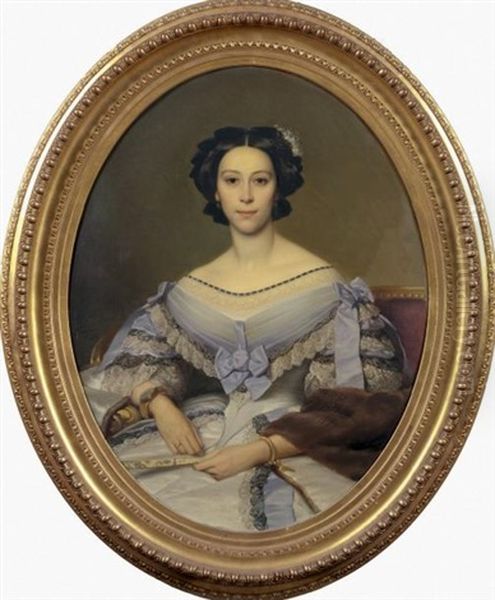 Portrait De Femme Assise, Un Eventail Dans Sa Main Gauche - view 1
