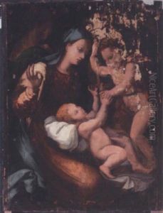 The Madonna And Child With The Infant Saint John The Baptist by Perino Del Vaga (Pietro Bonaccors