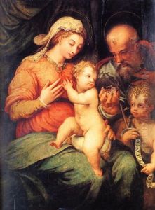 The Madonna And Child With Saint Joseph And The Infant Baptist by Perino Del Vaga (Pietro Bonaccors