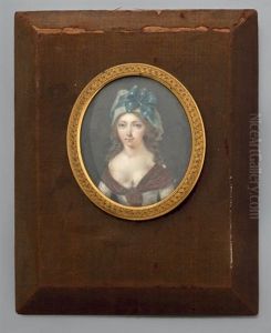 Portrait De Femme A La Coiffe Au Ruban Bleu
