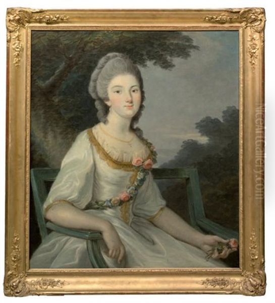 Portrait De Jeune Fille Sur Un Banc - view 1