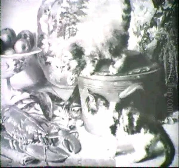 The Young Gourmets/still Life With Kittens And Lobster - view 1