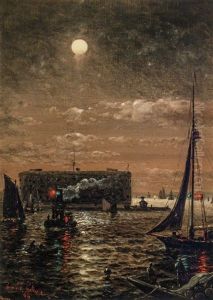 Moonlight Over New York Harbor by Granville Perkins