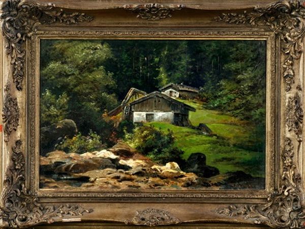 Gebirgsbach Am Gehoft Mit Wassermuhle - view 1