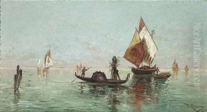 Boote In Der Lagune Von Venedig by Friedrich Perlberg