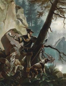Jager In Einer Mondnacht by Georg (Christian Joh. G.) Perlberg