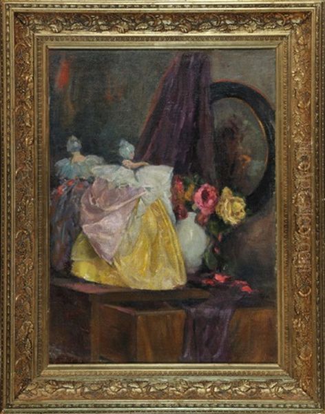 Stillleben Mit Blumen Und Elfenfiguren Auf Tischchen - view 1