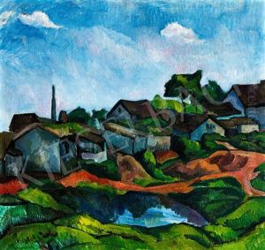 Landscape With Houses by Vilmos Perlrott-Csaba