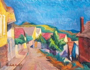 Downhill Street In Szentendre by Vilmos Perlrott-Csaba
