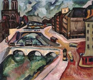 View Of Paris With The Notre Dame by Vilmos Perlrott-Csaba