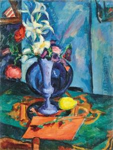 Still-life With Flowers In A Blue Vase