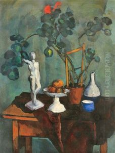 Still-life With Sculpture by Vilmos Perlrott-Csaba