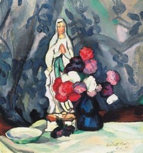 Csendelet Kek Vazaval - Still-life With Blue Vase by Vilmos Perlrott-Csaba